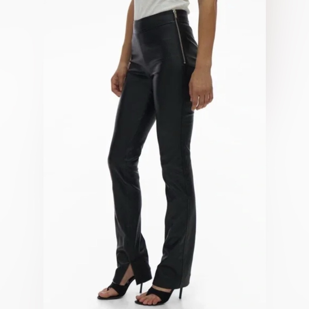 NWT Helmut Lang Leather Lamb Skin Pants Black Straight Leg with Side Zipper SZ 2